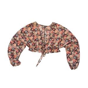 Shein Floral Crop Top Long Sleeve Top Size 6